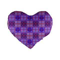 Mod Purple Pink Orange Squares Pattern Standard 16  Premium Heart Shape Cushions