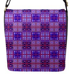 Mod Purple Pink Orange Squares Pattern Flap Closure Messenger Bag (s)