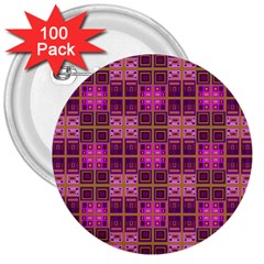 Mod Pink Purple Yellow Square Pattern 3  Buttons (100 Pack) 