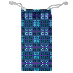 Mod Purple Green Turquoise Square Pattern Jewelry Bag