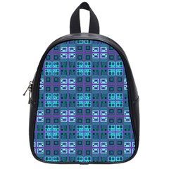 Mod Purple Green Turquoise Square Pattern School Bag (small)