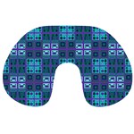 Mod Purple Green Turquoise Square Pattern Travel Neck Pillows Front