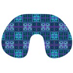 Mod Purple Green Turquoise Square Pattern Travel Neck Pillows Back