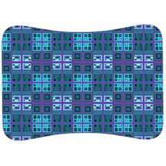 Mod Purple Green Turquoise Square Pattern Velour Seat Head Rest Cushion