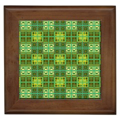 Mod Yellow Green Squares Pattern Framed Tiles