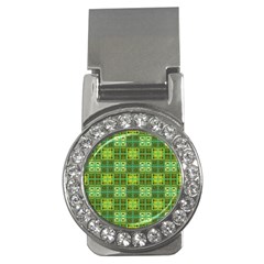 Mod Yellow Green Squares Pattern Money Clips (cz) 