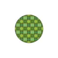 Mod Yellow Green Squares Pattern Golf Ball Marker