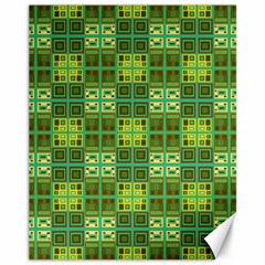 Mod Yellow Green Squares Pattern Canvas 11  X 14 