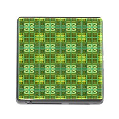 Mod Yellow Green Squares Pattern Memory Card Reader (square 5 Slot)