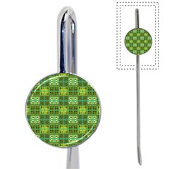 Mod Yellow Green Squares Pattern Book Mark