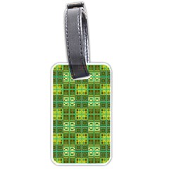 Mod Yellow Green Squares Pattern Luggage Tags (one Side) 