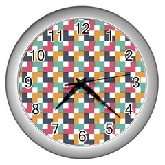 Background Abstract Geometric Wall Clock (silver)