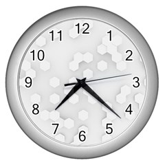 White Abstract Wall Paper Design Frame Wall Clock (silver)