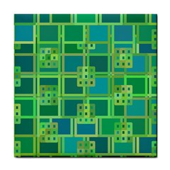 Green Abstract Geometric Tile Coasters by Simbadda