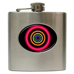 Neon Light Abstract Pattern Lines Hip Flask (6 Oz) by Simbadda
