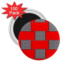 Black And White Red Patterns 2 25  Magnets (100 Pack)  by Simbadda