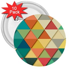 Background Geometric Triangle 3  Buttons (10 Pack) 