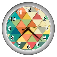 Background Geometric Triangle Wall Clock (silver)