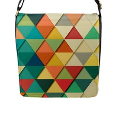 Background Geometric Triangle Flap Closure Messenger Bag (l) by Simbadda
