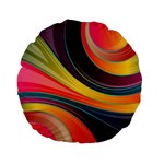 Abstract Colorful Background Wavy Standard 15  Premium Flano Round Cushions Back