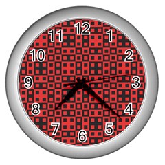 Abstract Background Red Black Wall Clock (silver)