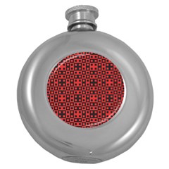 Abstract Background Red Black Round Hip Flask (5 Oz)