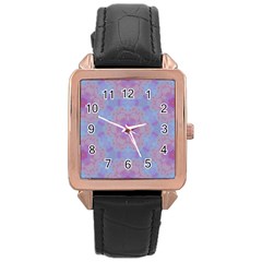 Pattern Pink Hexagon Flower Design Rose Gold Leather Watch  by Simbadda