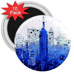 Skyline Skyscraper Abstract Points 3  Magnets (10 Pack)  by Simbadda