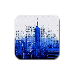 Skyline Skyscraper Abstract Points Rubber Square Coaster (4 Pack)  by Simbadda