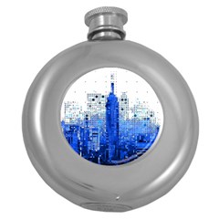 Skyline Skyscraper Abstract Points Round Hip Flask (5 Oz)