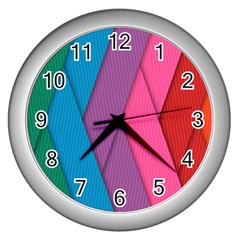 Abstract Background Colorful Strips Wall Clock (silver)