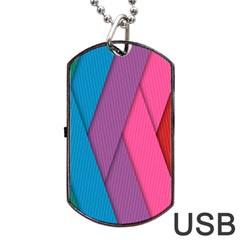 Abstract Background Colorful Strips Dog Tag Usb Flash (one Side) by Simbadda