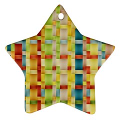 Woven Pattern Background Yellow Ornament (star) by Simbadda