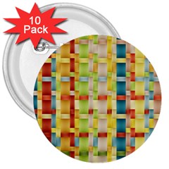 Woven Pattern Background Yellow 3  Buttons (10 Pack)  by Simbadda