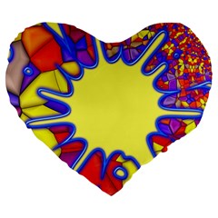 Embroidery Dab Color Spray Large 19  Premium Heart Shape Cushions by Simbadda