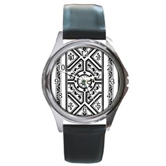 Monastic Antique Scroll Fruit Round Metal Watch by Simbadda