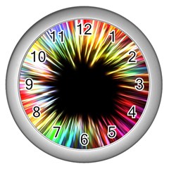 Color Background Structure Lines Wall Clock (silver)