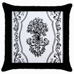 Floriated Antique Scroll Fruit Throw Pillow Case (black) by Simbadda