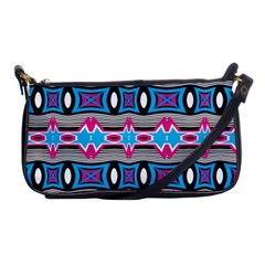 Blue Pink Shapes Rows Jpg                                                       Shoulder Clutch Bag by LalyLauraFLM