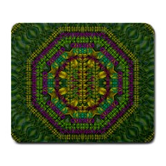 Butterfly Flower Jungle And Full Of Leaves Everywhere Large Mousepads by pepitasart