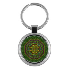 Butterfly Flower Jungle And Full Of Leaves Everywhere Key Chains (round)  by pepitasart