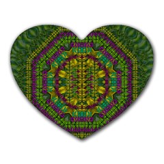 Butterfly Flower Jungle And Full Of Leaves Everywhere Heart Mousepads by pepitasart