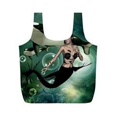 Wonderful Dark Mermaid With Awesome Orca Full Print Recycle Bag (m)