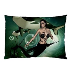 Wonderful Dark Mermaid With Awesome Orca Pillow Case (two Sides) by FantasyWorld7