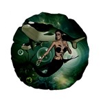 Wonderful Dark Mermaid With Awesome Orca Standard 15  Premium Flano Round Cushions