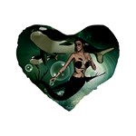 Wonderful Dark Mermaid With Awesome Orca Standard 16  Premium Flano Heart Shape Cushions