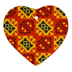 Squares And Other Shapes Pattern                                                       Ornament (heart) by LalyLauraFLM