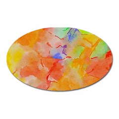 Orange Red Yellow Watercolors Texture                                                        Magnet (oval) by LalyLauraFLM