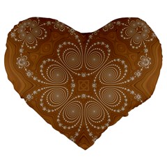 Fractal Pattern Decoration Abstract Large 19  Premium Heart Shape Cushions by Simbadda