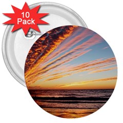 Sunset Beach Ocean Scenic 3  Buttons (10 Pack)  by Simbadda